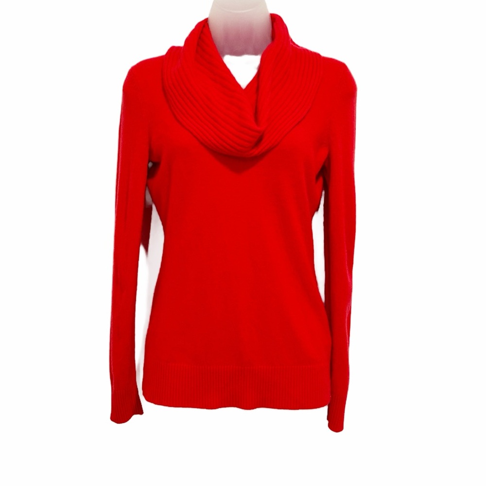 ANTONIO MELANI cowl neck, red cashmere sweater. Size S.